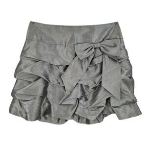 Women’s Tiered Ruffle Mini Skirt Bow Detail Satin Look Size 11